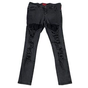 Tripp NYC Womens Y2K Distressed Black Skinny Jeans Sz 18 Fits 37 x 30